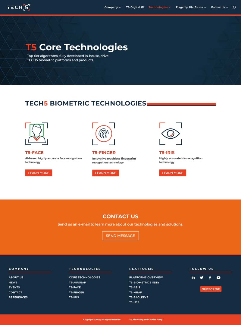 TECH5 print screen T5 core technologies